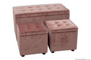 Set 1 baule e 2 pouf in velluto