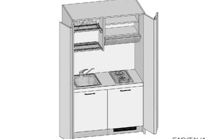 Mini cucina monoblocco con ante a libro 124 cm Mini cucina monoblocco con ante a libro 124 cm